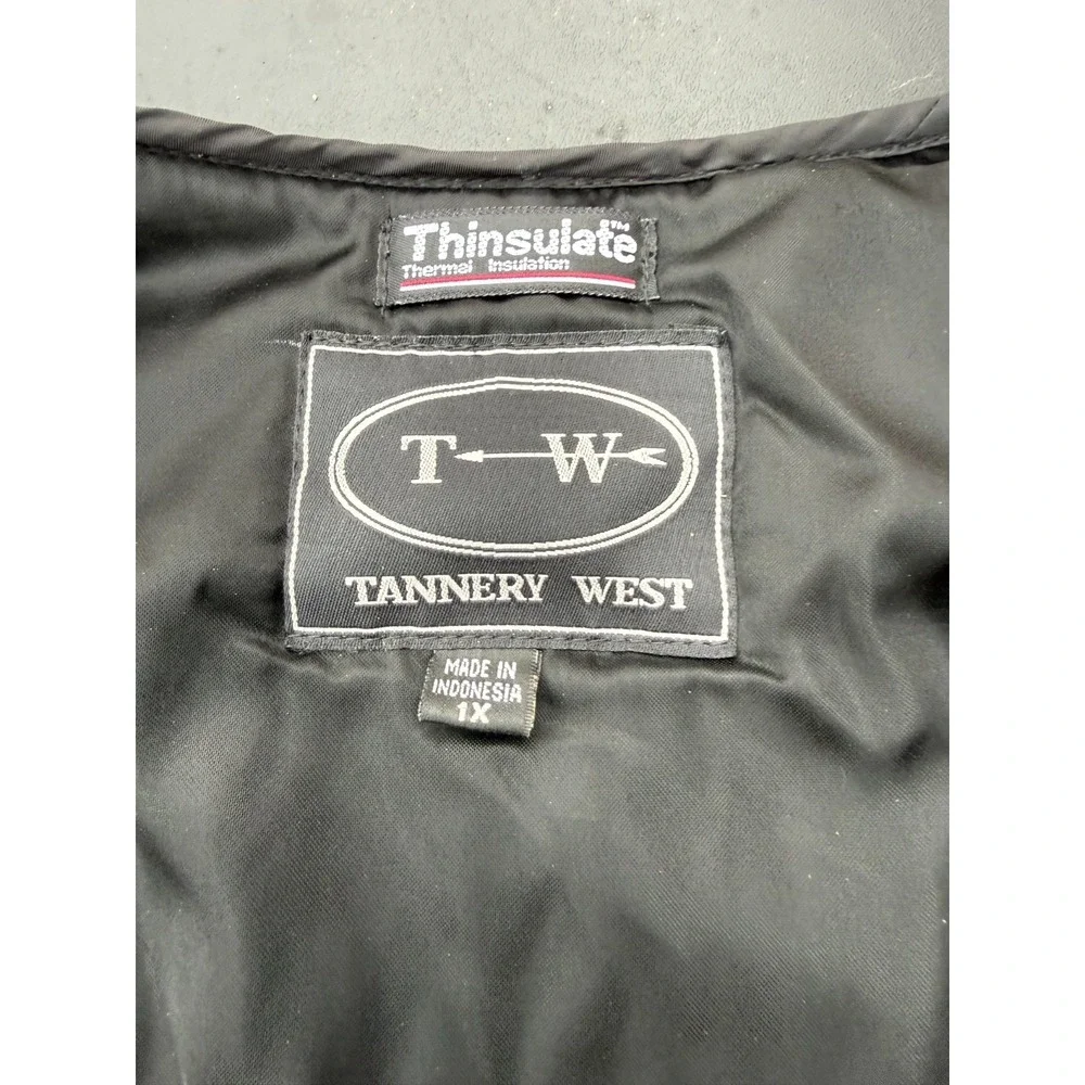 Tannery‎ West Mens Black Insulated Vest Thinsulate Zip Front Size 1X